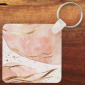 Aangepaste Naam Marmer Roos Gold Sleutelhanger (Achterkant)