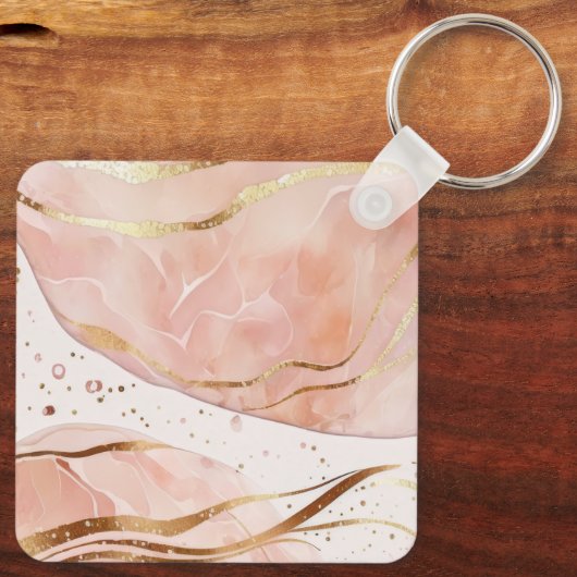 Aangepaste Naam Marmer Roos Gold Sleutelhanger (Achterkant)