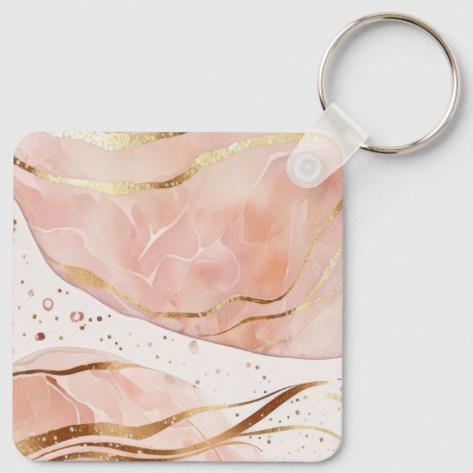 Aangepaste Naam Marmer Roos Gold Sleutelhanger (Achterkant)