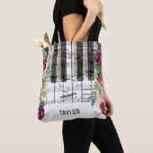 Aangepaste naam Marsala Flowers muzieknoten Tote Bag (Dichtbij)