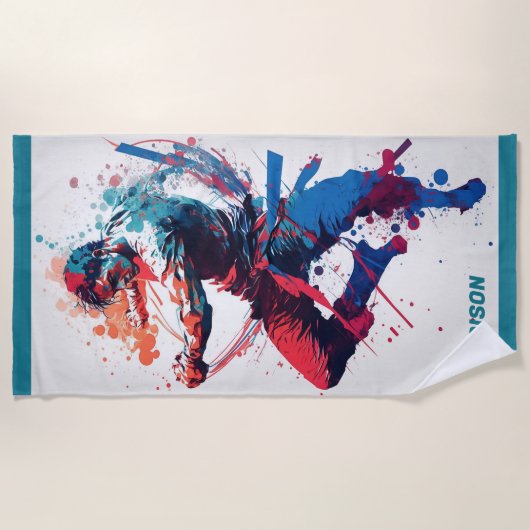 Aangepaste naam Martial Arts Strandlaken (Voorkant)