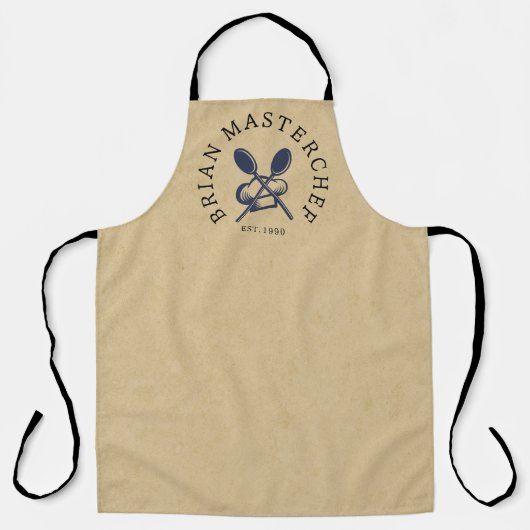 Aangepaste naam Master cheff Rust bruin kraft Schort (Voorkant)