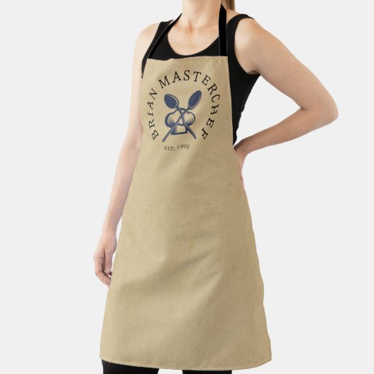 Aangepaste naam Master cheff Rust bruin kraft Schort (Insitu)
