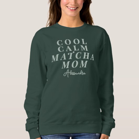 Aangepaste Naam Matcha Tea Mom Gezegde Typografie Trui (Voorkant)