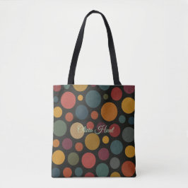 Aangepaste naam matte kleur cirkels tote bag