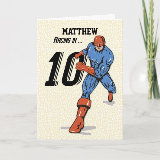 Aangepaste naam, Matthew, 10e verjaardag Superheld Kaart (Voorkant)