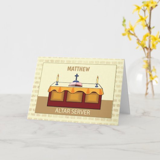Aangepaste naam, Matthew Gefeliciteerd Altar Serve Kaart (Gele Bloem)