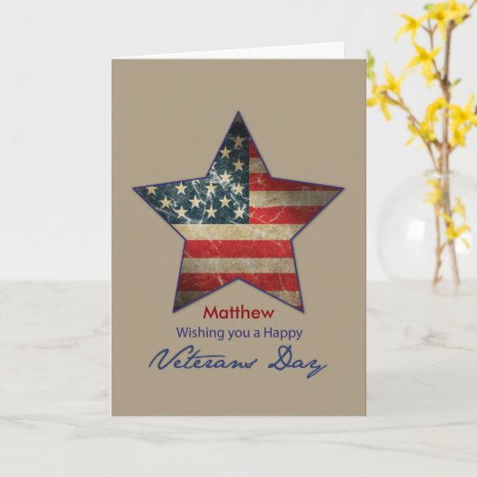 Aangepaste naam, Matthew, Happy Veterans Day, Oude Kaart (Gele Bloem)