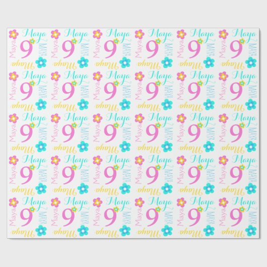 Aangepaste naam Maya kinder verjaardagscrap Cadeaupapier (Vlak)