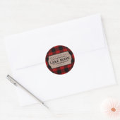 Aangepaste naam Meerhuis Rustieke ruit Ronde Sticker (Envelop)