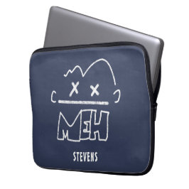 Aangepaste naam Meh Funny Face Emoji Laptop Sleeve