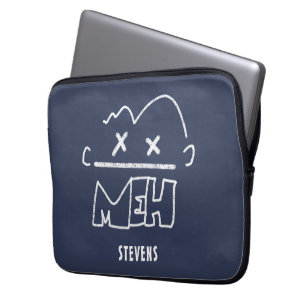 Aangepaste naam Meh Funny Face Emoji Laptop Sleeve