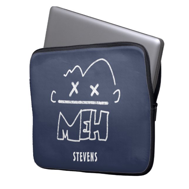 Aangepaste naam Meh Funny Face Emoji Laptop Sleeve (Voorkant Links)