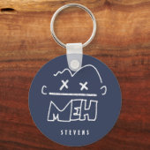 Aangepaste naam Meh Funny Face Emoji Sleutelhanger (Voorkant)