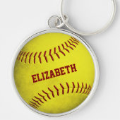 aangepaste naam meiden gele softball sleutelhanger (Voorkant)
