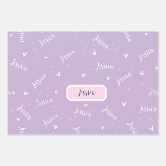 Aangepaste naam Meisje Eenhoorn Wrapping Papier Bl Inpakpapier Vel (Voorkant 3)