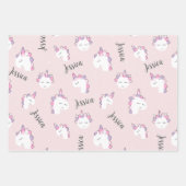 Aangepaste naam Meisje Eenhoorn Wrapping Papier Bl Inpakpapier Vel (Voorkant)