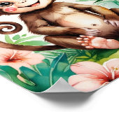 Aangepaste Naam Meisje Kwekerij Baby Monkey Poster (Hoek)