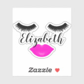 Aangepaste naam meisje Lips en sla roze Sticker (Vel)