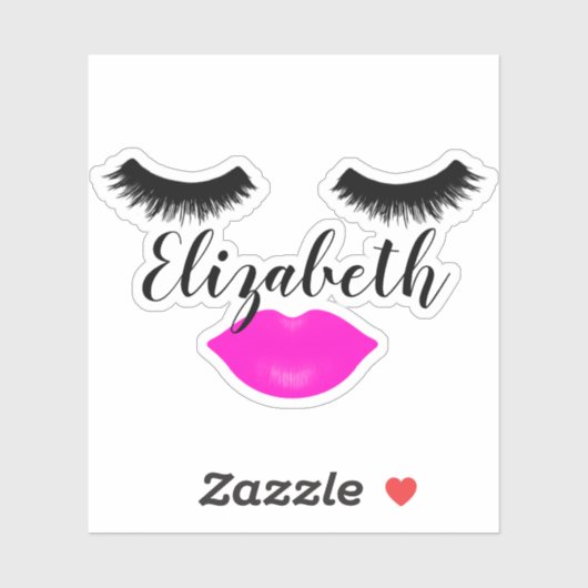 Aangepaste naam meisje Lips en sla roze Sticker (Vel)
