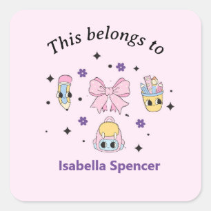 Aangepaste naam Meisje Schattige Dit behoort tot R Vierkante Sticker