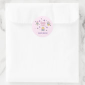 Aangepaste Naam Meisje Schattige Soft Pink Ronde Sticker (Tas)