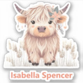 Aangepaste Naam Meisje Schattigee Moderne Hoogland Sticker (Voorkant)