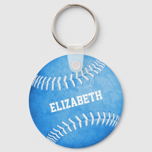 aangepaste naam meisjes blauwe softball sleutelhanger (Voorkant)