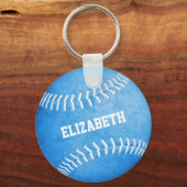 aangepaste naam meisjes blauwe softball sleutelhanger (Voorkant)