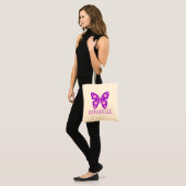 Aangepaste naam Meisjes Paarse Roze Boterfly Tote Bag (Voorkant (model))