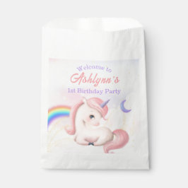 Aangepaste naam meisjes pastel regenboog eenhoorn bedankzakje