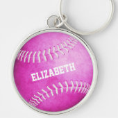 aangepaste naam meisjes roze softball sleutelhange sleutelhanger (Voorkant)