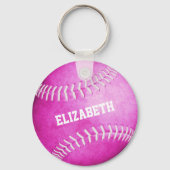 aangepaste naam meisjes roze softball sleutelhanger (Voorkant)