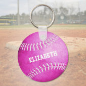 aangepaste naam meisjes roze softball sleutelhanger