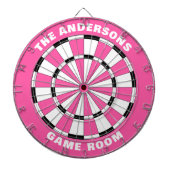 Aangepaste Naam Meisjes Roze Zwart Dartbord (Voorkant)