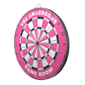 Aangepaste Naam Meisjes Roze Zwart Dartbord (Voorkant Rechts)