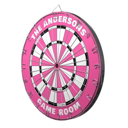 Aangepaste Naam Meisjes Roze Zwart Dartbord (Voorkant Rechts)