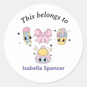 Aangepaste naam meisjes Schattige Dit behoort tot Ronde Sticker