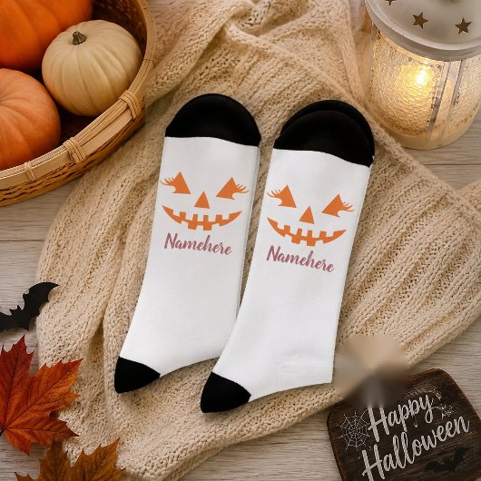 Aangepaste Naam Meisjesachtige Jack O Lantern Pomp Sokken