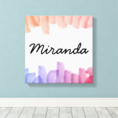 Aangepaste naam Meisjespasta-Waterverf schilderen Canvas Afdruk (Insitu (Houten vloer))