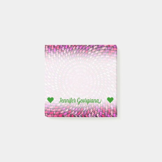 Aangepaste naam; Meisroze en Paarse cirkelvormige  Post-it® Notes (Voorkant)