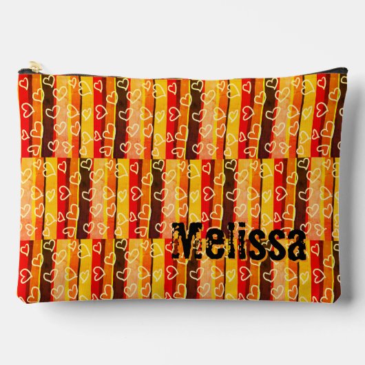 Aangepaste naam Melissa Retro Strepen en Harten Etui (Voorkant)