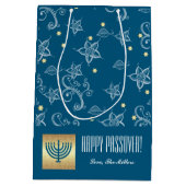 Aangepaste naam, Menorah, Bloemen Patroon Pascha Medium Cadeauzakje (Achterkant)