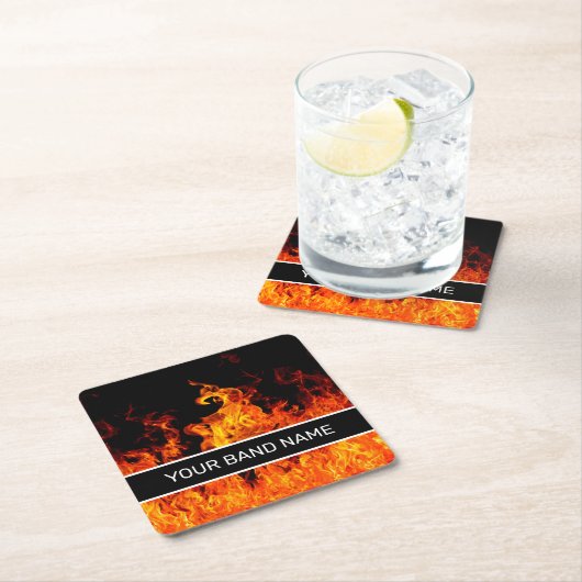 Aangepaste naam: Merch Flames Rock & Roll Music Kartonnen Onderzetters (Insitu)
