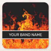 Aangepaste naam: Merch Flames Rock & Roll Music Kartonnen Onderzetters (Voorkant)