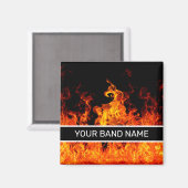 Aangepaste naam: Merch Flames Rock & Roll Music Magneet (Voorkant / Achterkant)