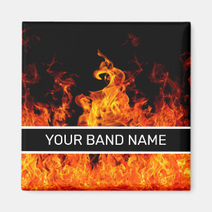 Aangepaste naam: Merch Flames Rock & Roll Music Magneet
