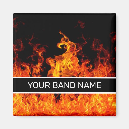 Aangepaste naam: Merch Flames Rock & Roll Music Magneet (Voorkant)