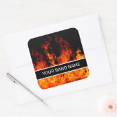 Aangepaste naam: Merch Flames Rock & Roll Music Vierkante Sticker (Envelop)