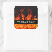 Aangepaste naam: Merch Flames Rock & Roll Music Vierkante Sticker (Tas)